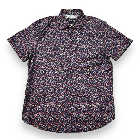 Robert Graham Floral Print Shirt Tailored Fit Short Sleeve Stretch Cotton XL - Picture 5 of 11